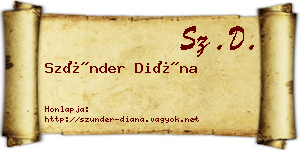 Szünder Diána névjegykártya